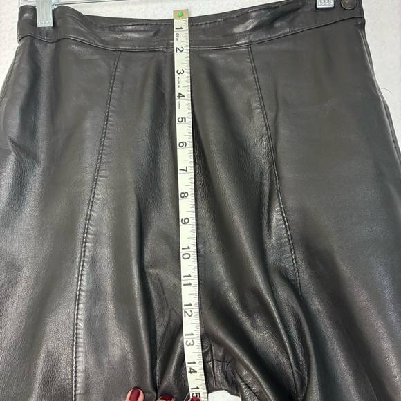 T. Edwards Black Leather Pants Preowned Size 10 Polyester Lined - Picture 6 of 11